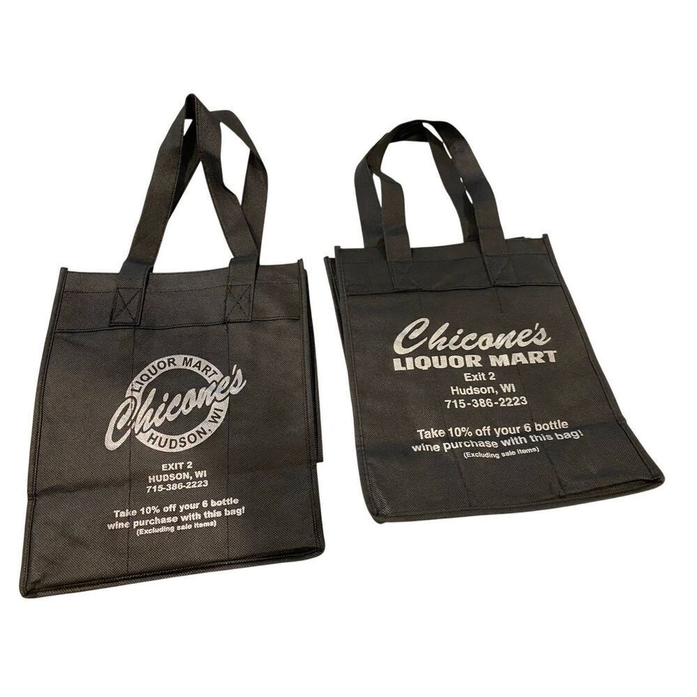 Reusable 6 Bottle Beverage Tote Bags Black Carrier Storage Set of 2 Festival